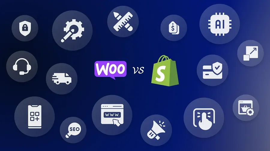 Side-by-side comparison of WooCommerce vs Shopify