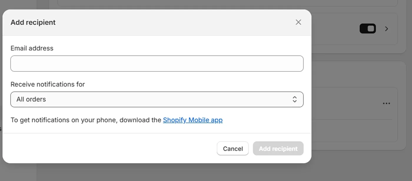 Add recipient Add recipient