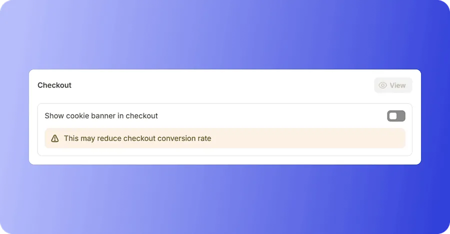 Cookie banner at checkout
