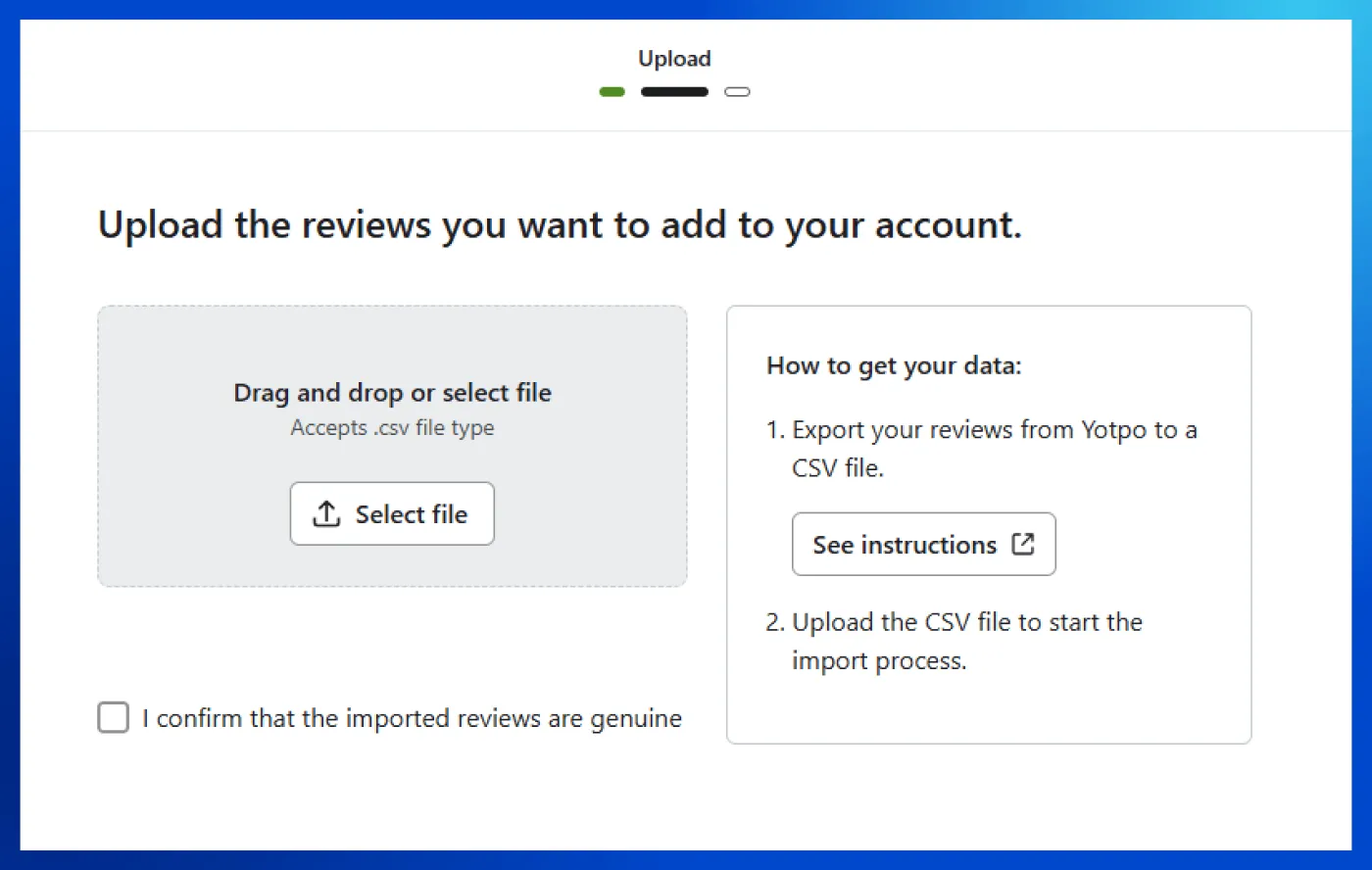 Upload reviews