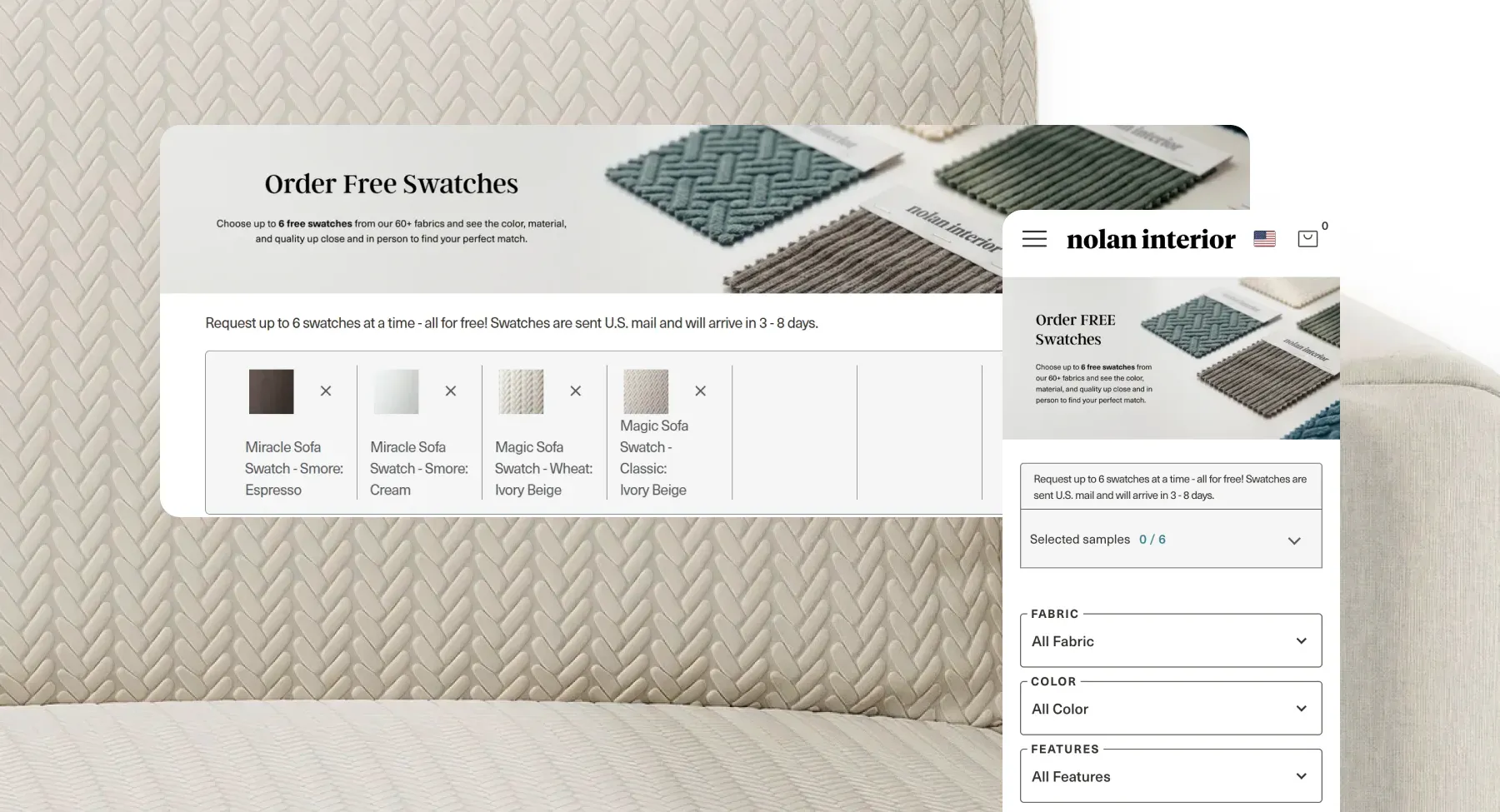 Implementing Buy One, Get One feature and free swatches for Nolan Interior Implementing Buy One, Get One feature and free swatches for Nolan Interior