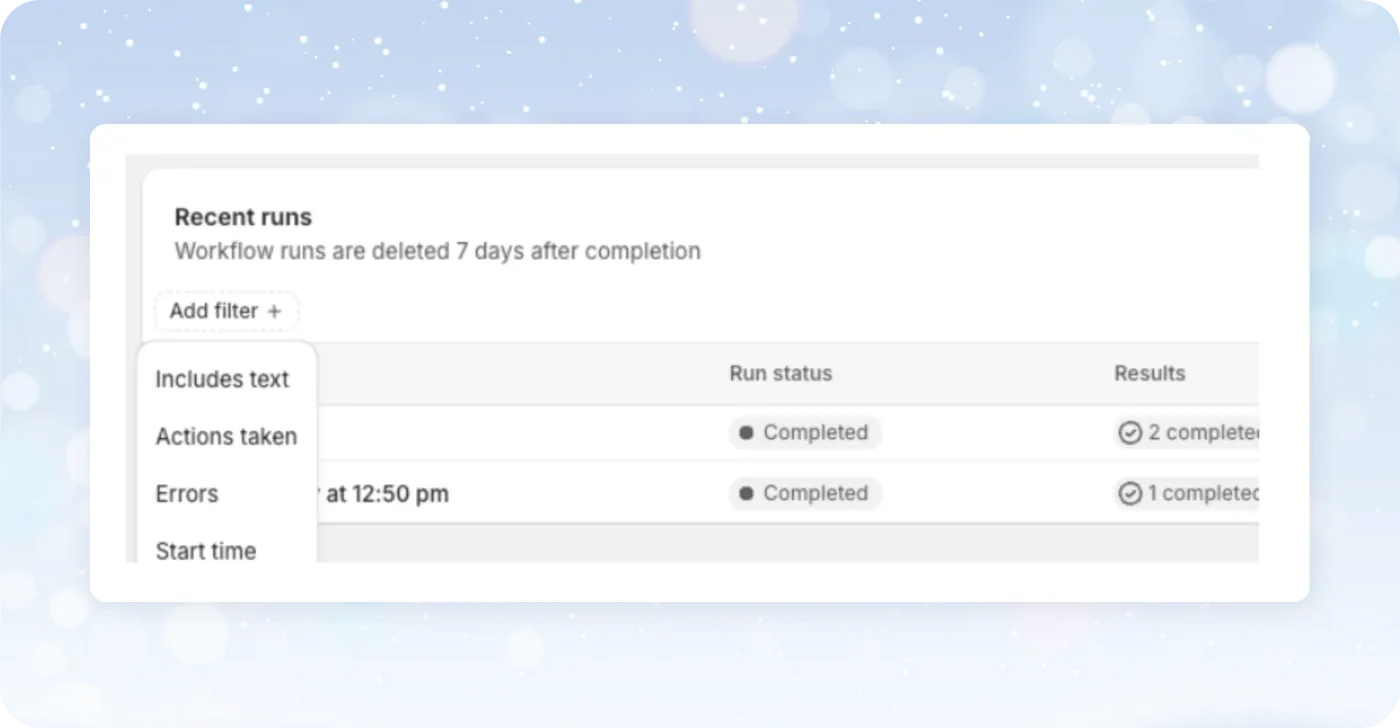 Improved Shopify Flow workflow runs