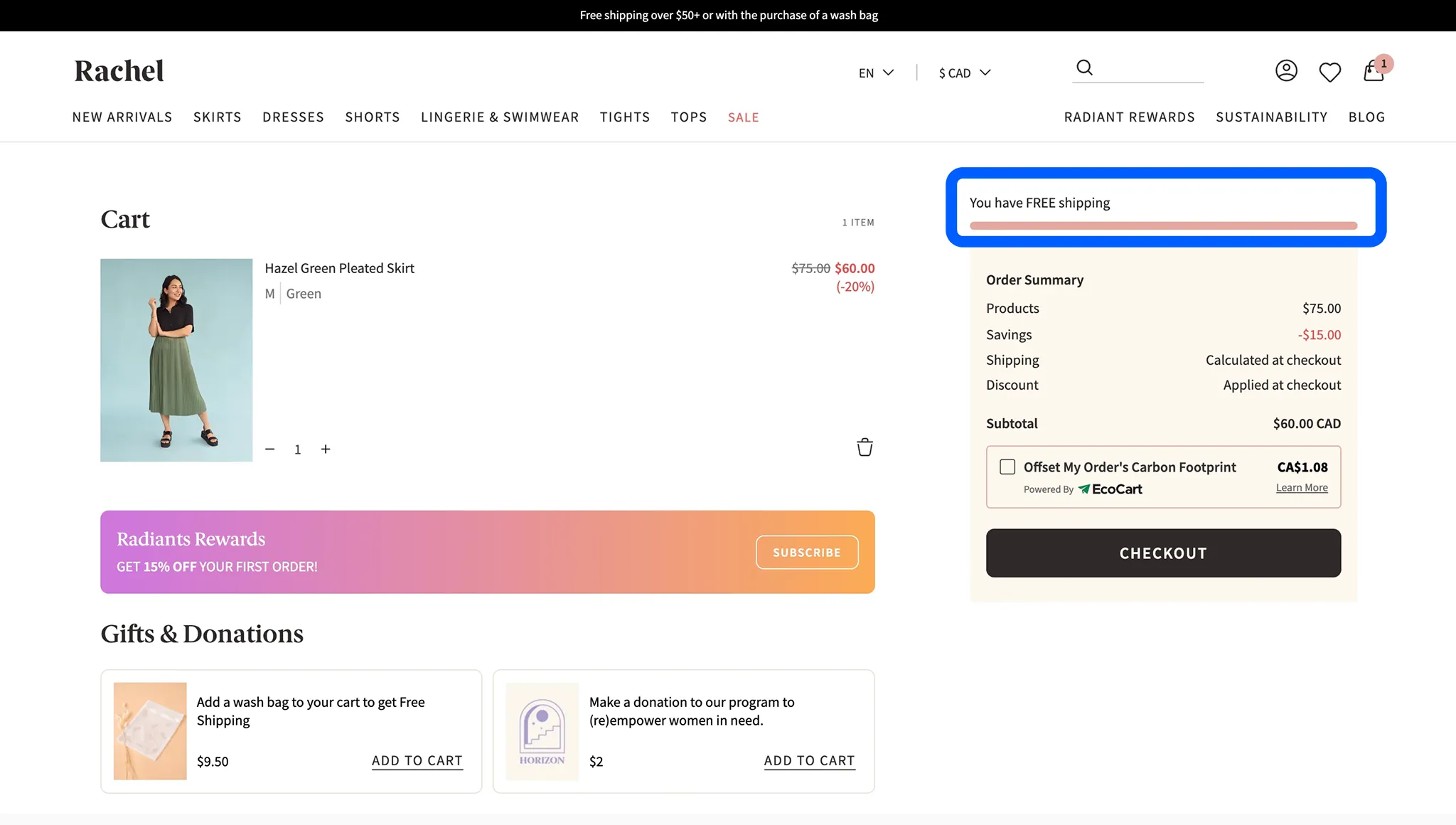 Incentivize purchases with free gifts and free shipping