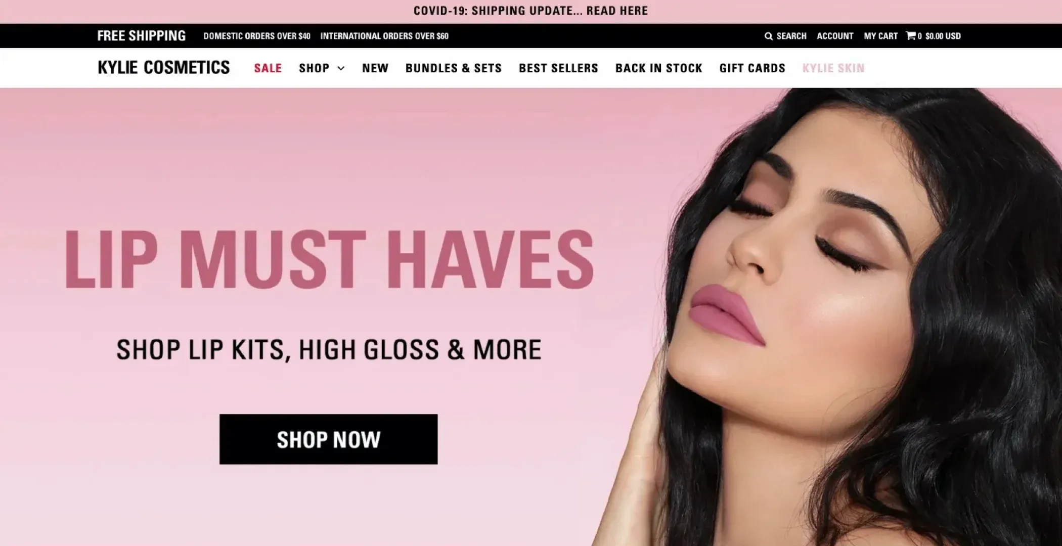 Kylie Cosmetics Shopify store