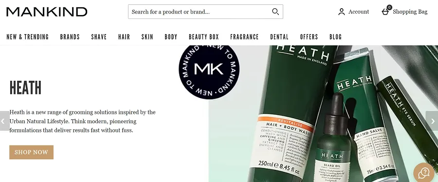 Mankind Shopify beauty store