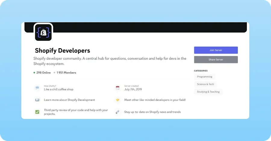 Shopify Developers - Shopify community on Discord