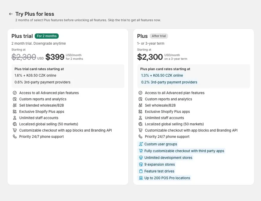 Shopify Plus 2-month trial in 2025