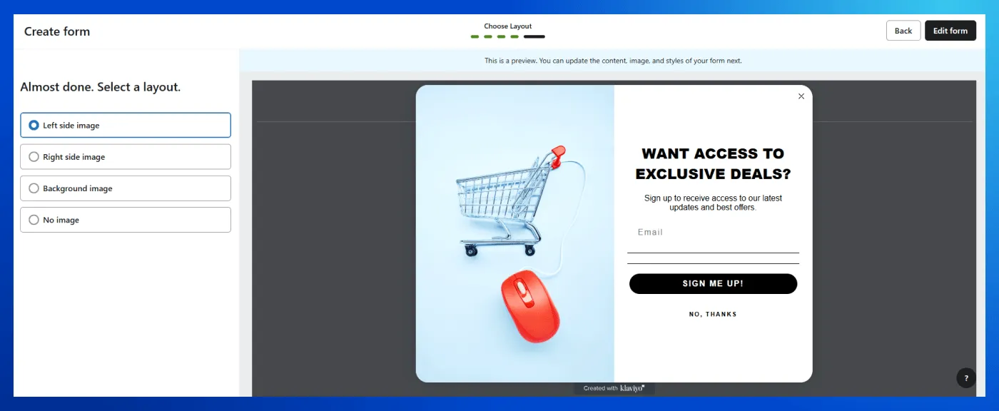 Signup form layout